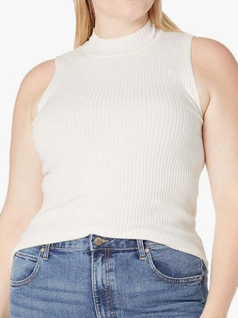 The Drop Karolina Sleeveless Ribbed Mock-Neck Sweater